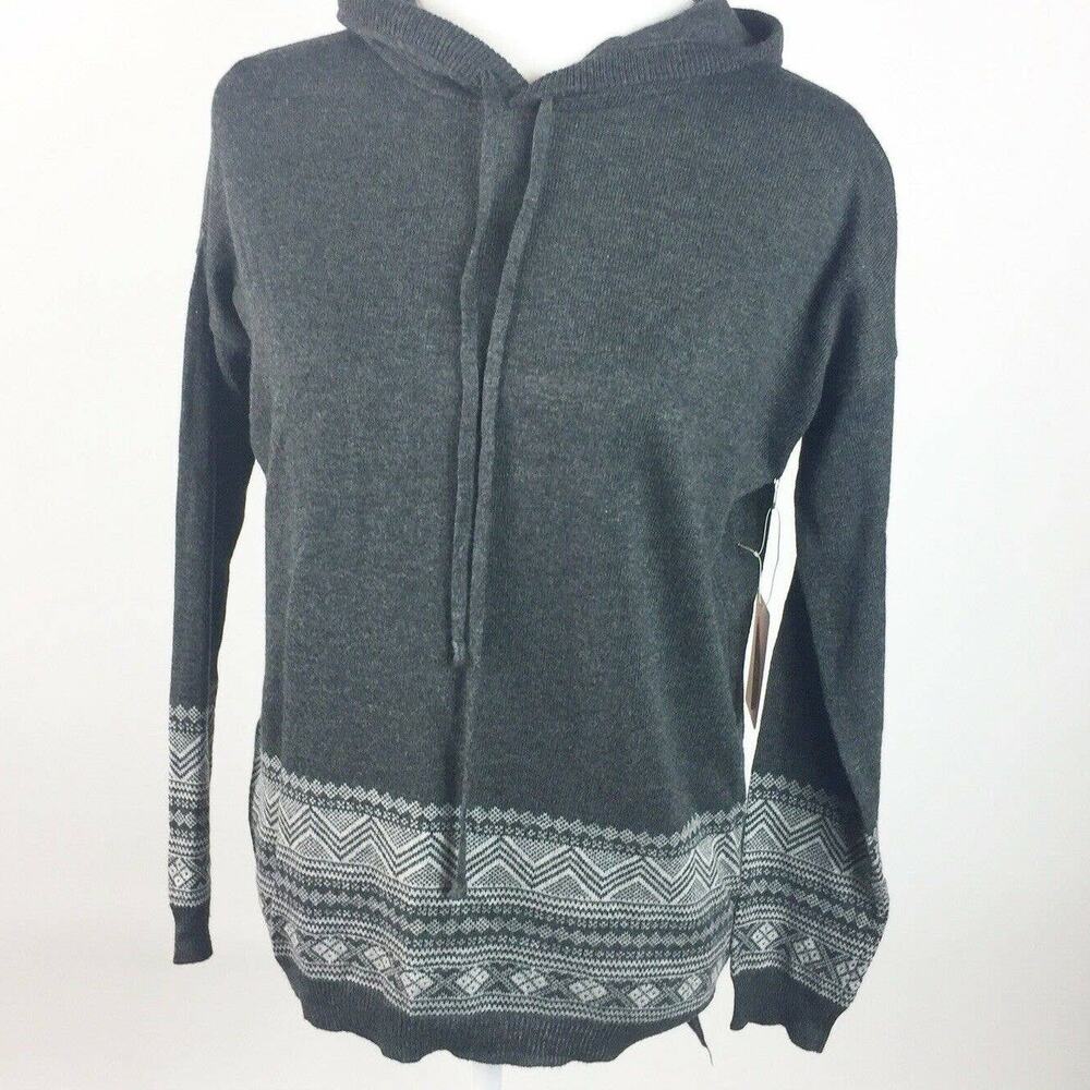 Forever 21 Sweater Nordic Print Hoodie Soft Size Extra Small New Fair Isle Grey